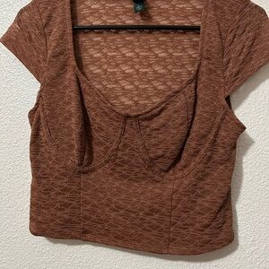 Wild Fable Brown Lace Crop Top